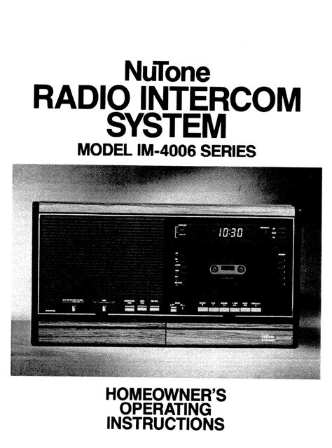 nutone replacement speakers pdf manual